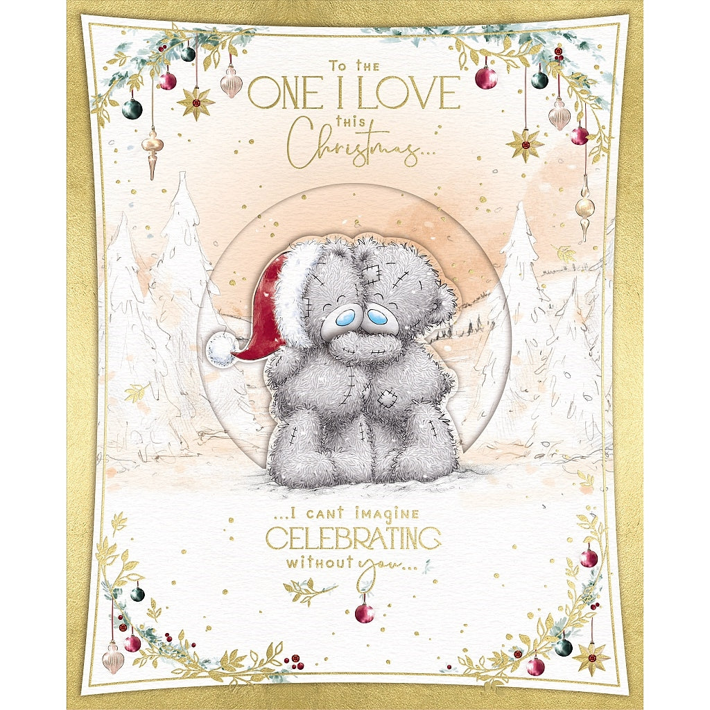 One I Love Tatty Teddy Hugging In Snow Christmas Card