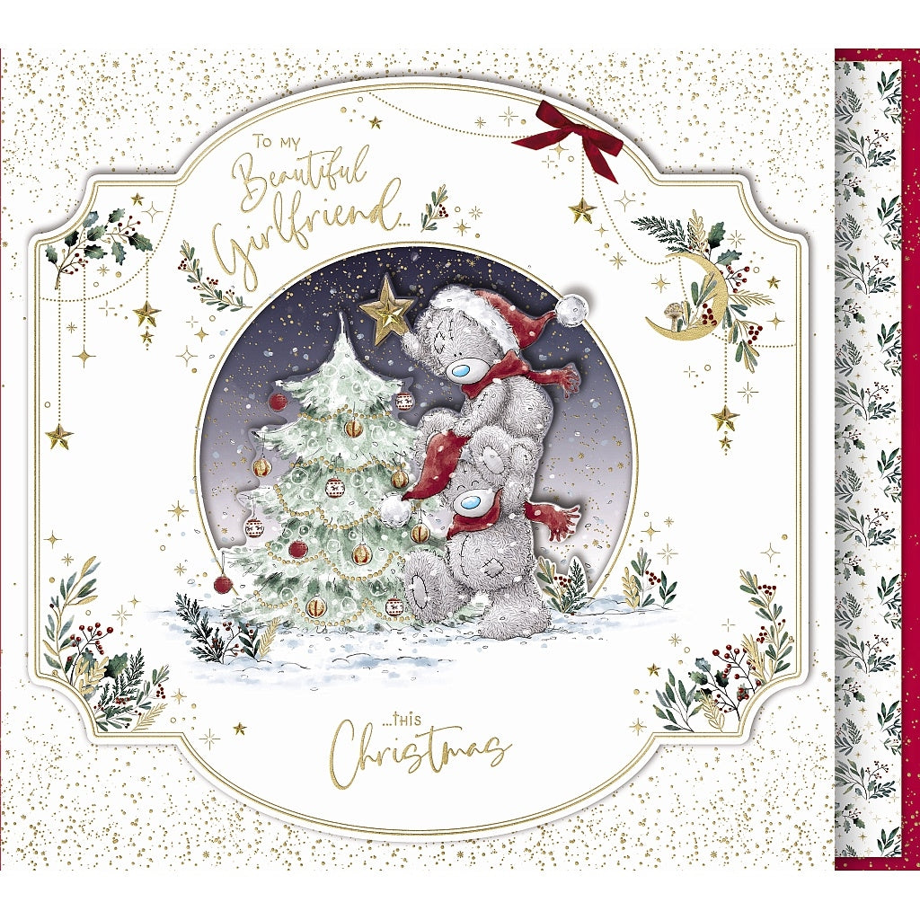 Luxury Boxed Card - Girlfriend Bears Decorating Tree