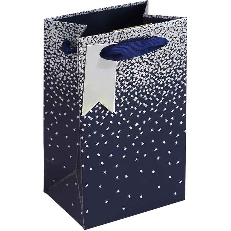 Perfume Gift Bag Navy Silver Stars