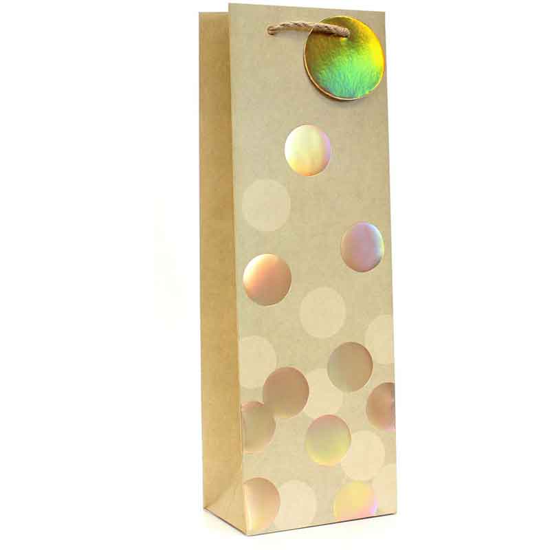 Bottle Gift Bag Gold Spots