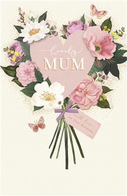 Mum Birthday Pink And White Roses Heart