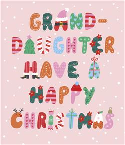 Granddaughter Colourful Typography Christmas Card