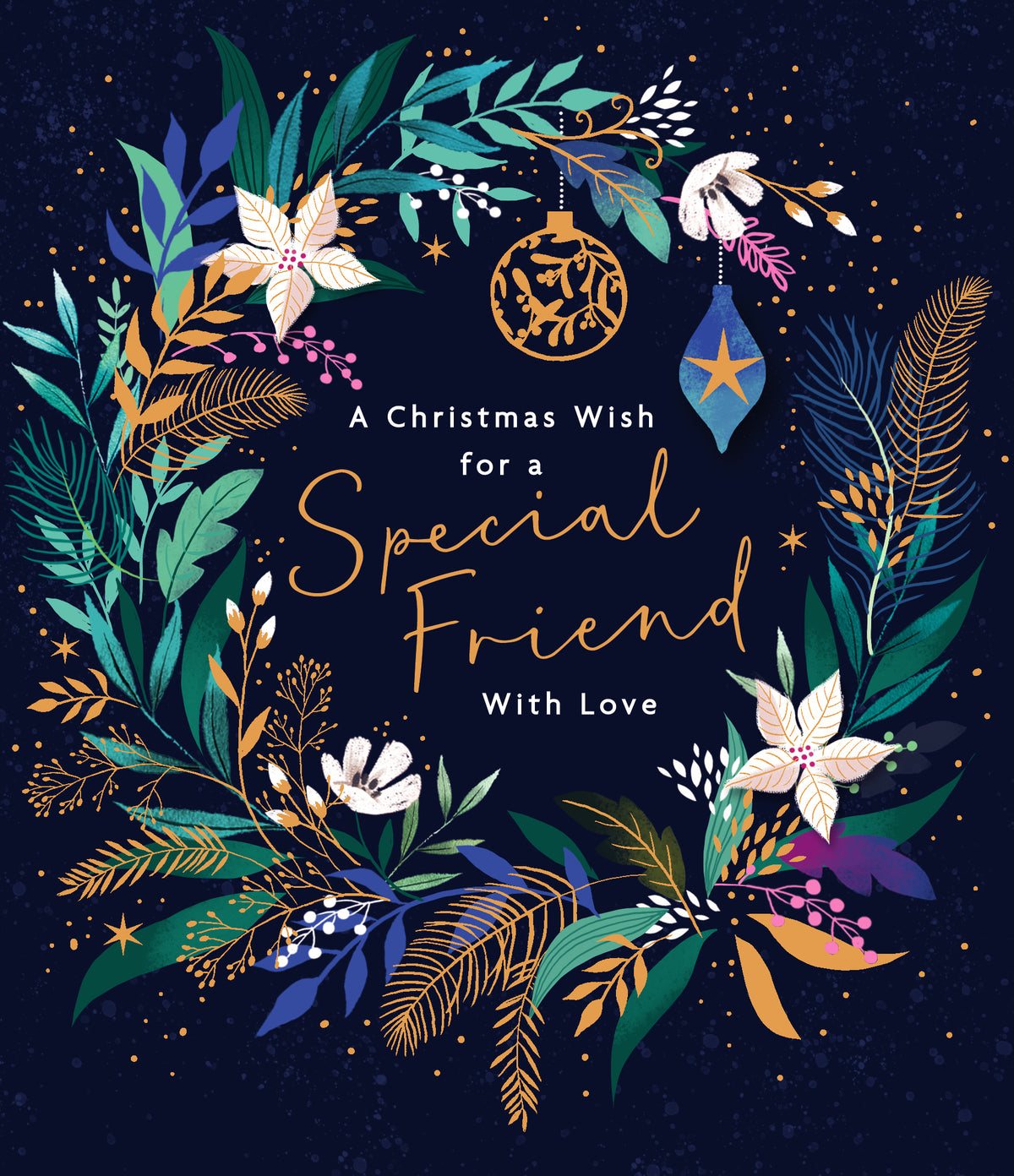 Friend Christmas Wreath On Dark Blue Background