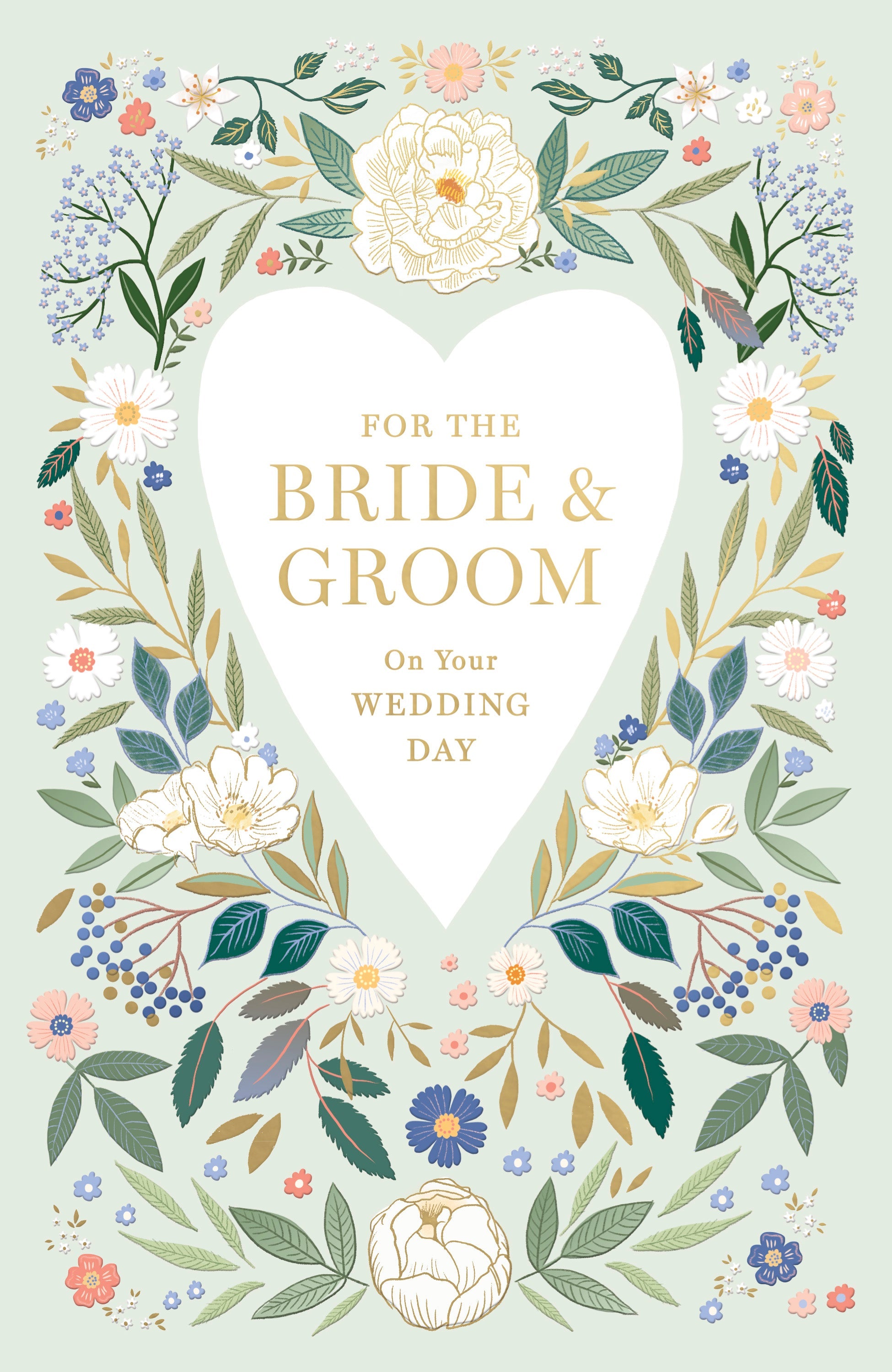 Wedding Card – Bride & Groom Traditional Flowers