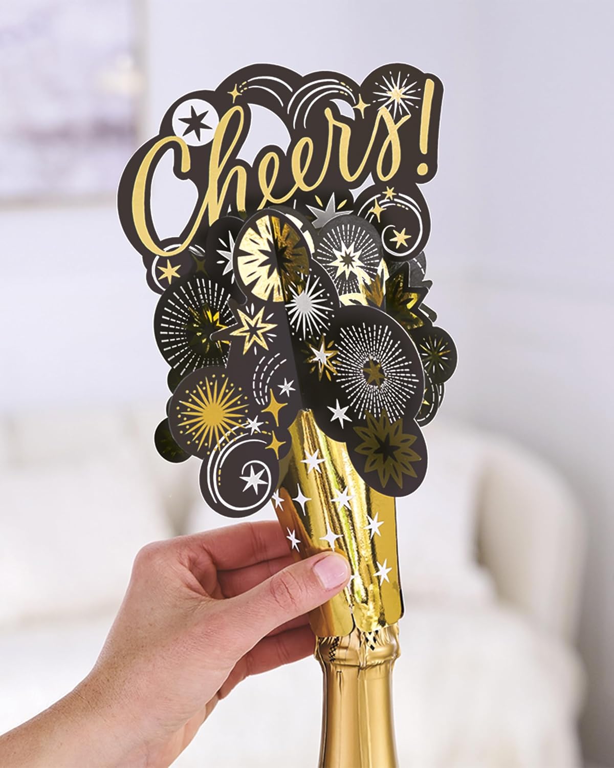 3D Pop Up Bottle Topper Cheers Design