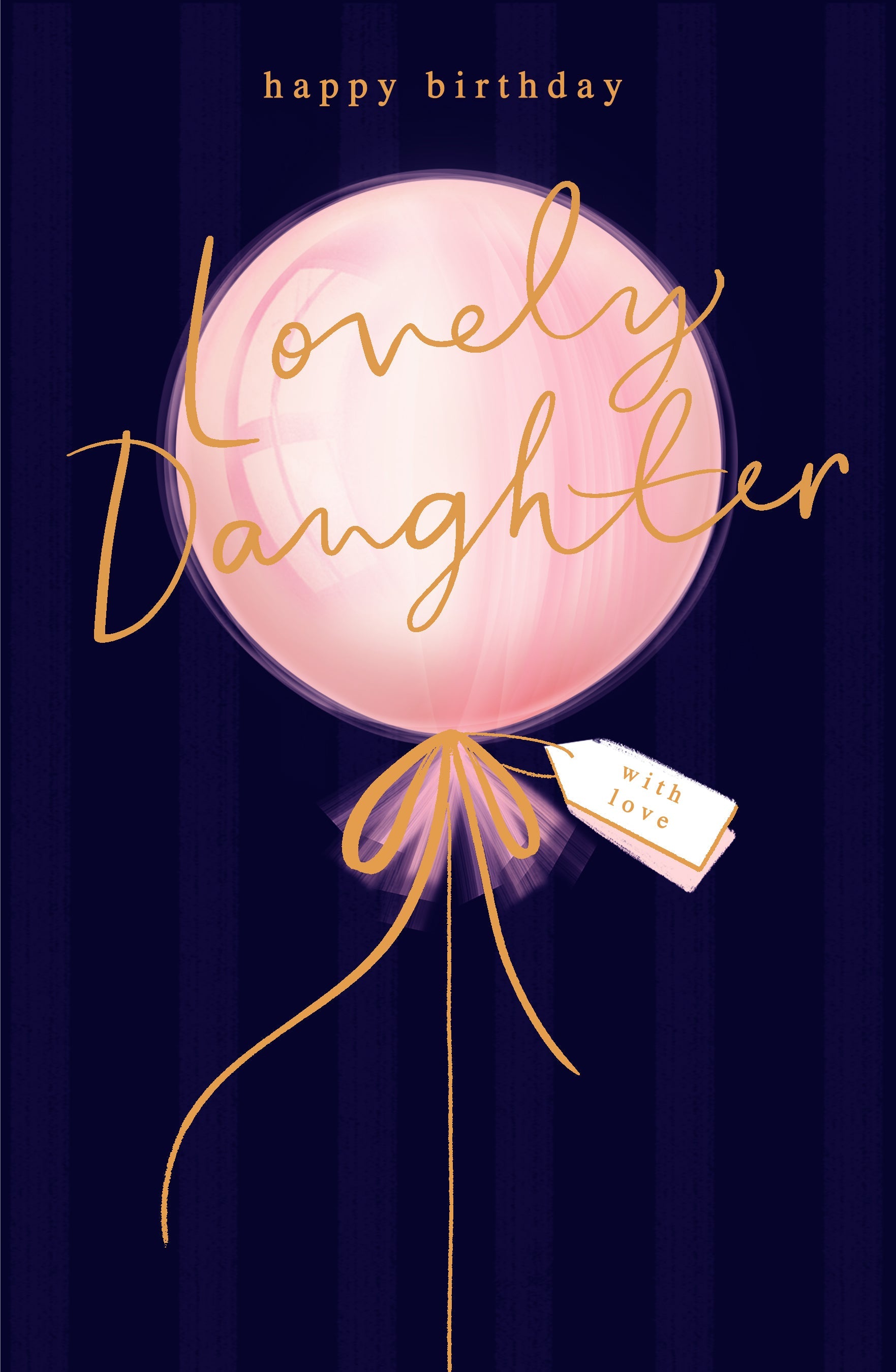Daughter Birthday Dark with Pink Balloon Elegant