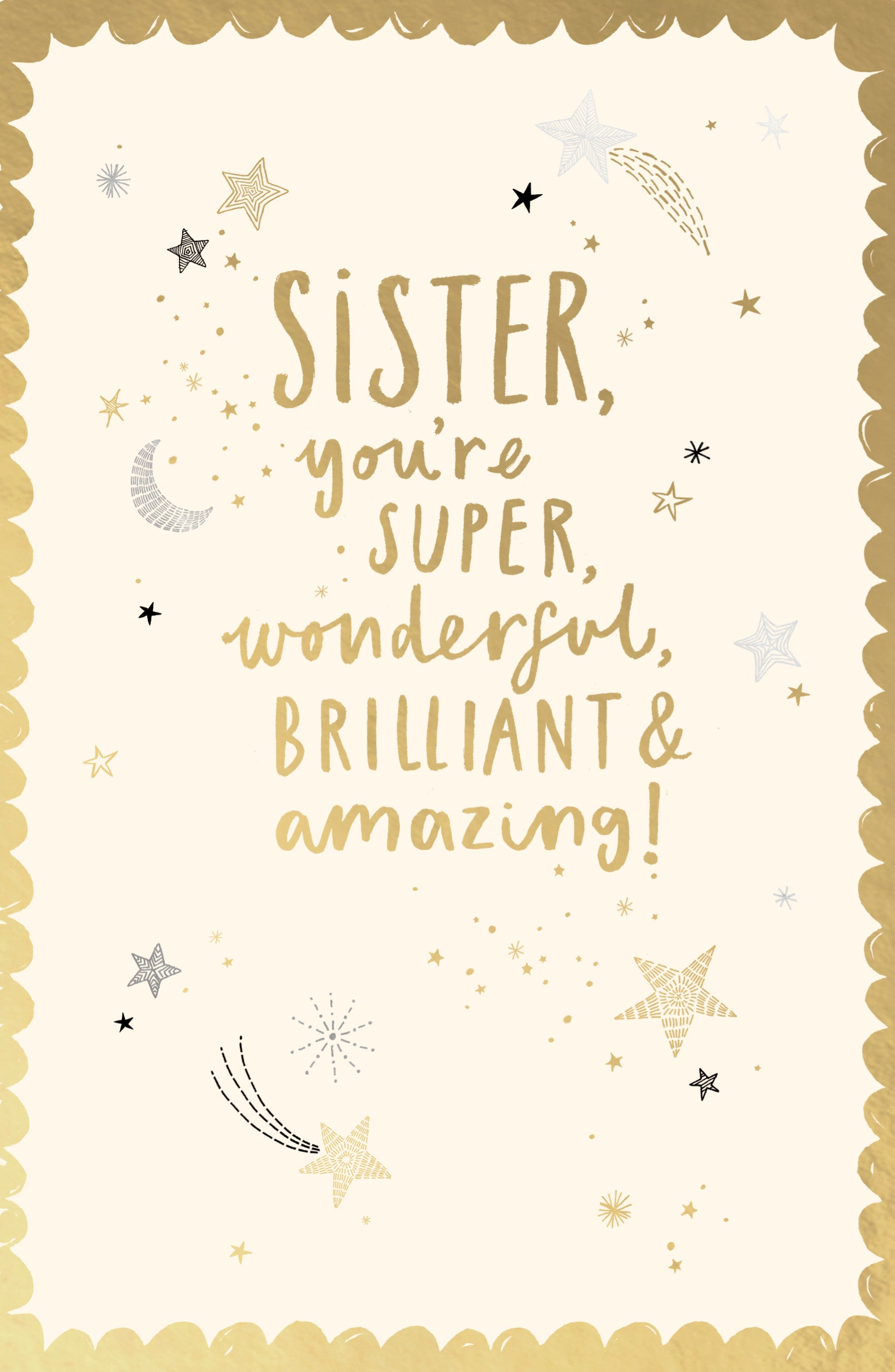 Sister Birthday Gold Scalloped Edge