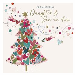 Daughter & Son-in-Law Festive Tree Christmas Card