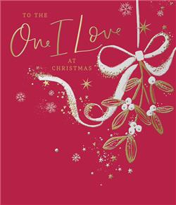 One I Love Mistletoe Bow Christmas Card