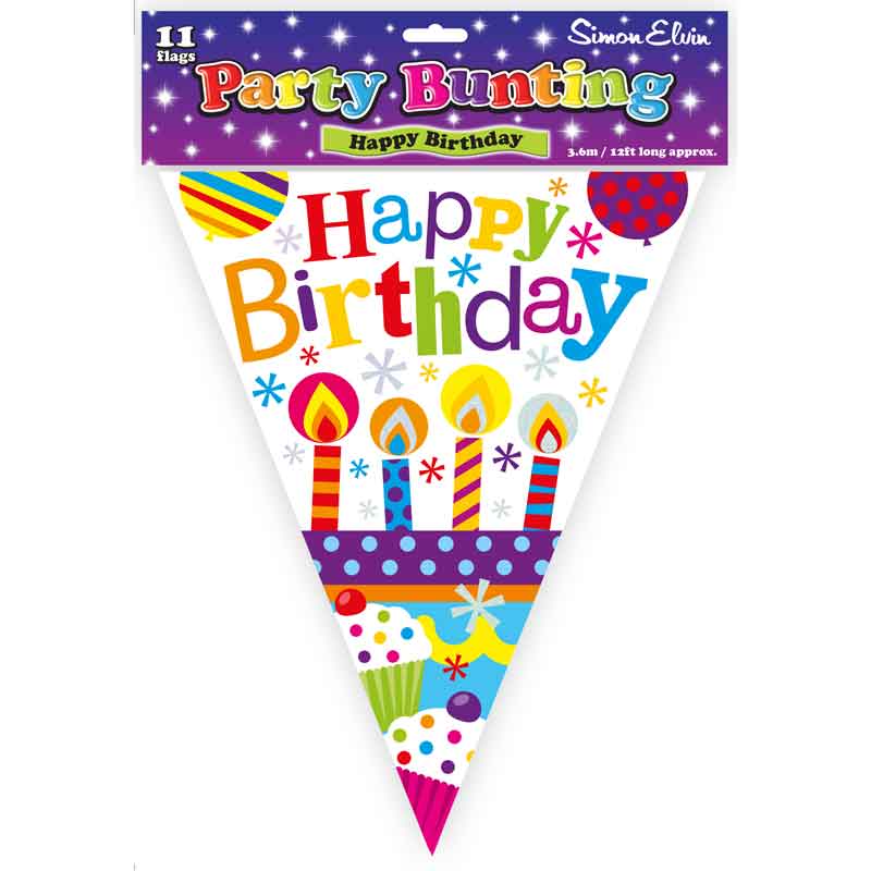 Happy Birthday Bunting Multicolour Candles