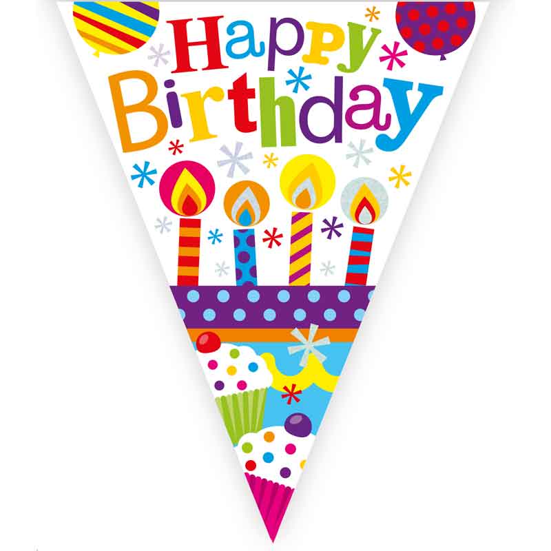 Happy Birthday Bunting Multicolour Candles