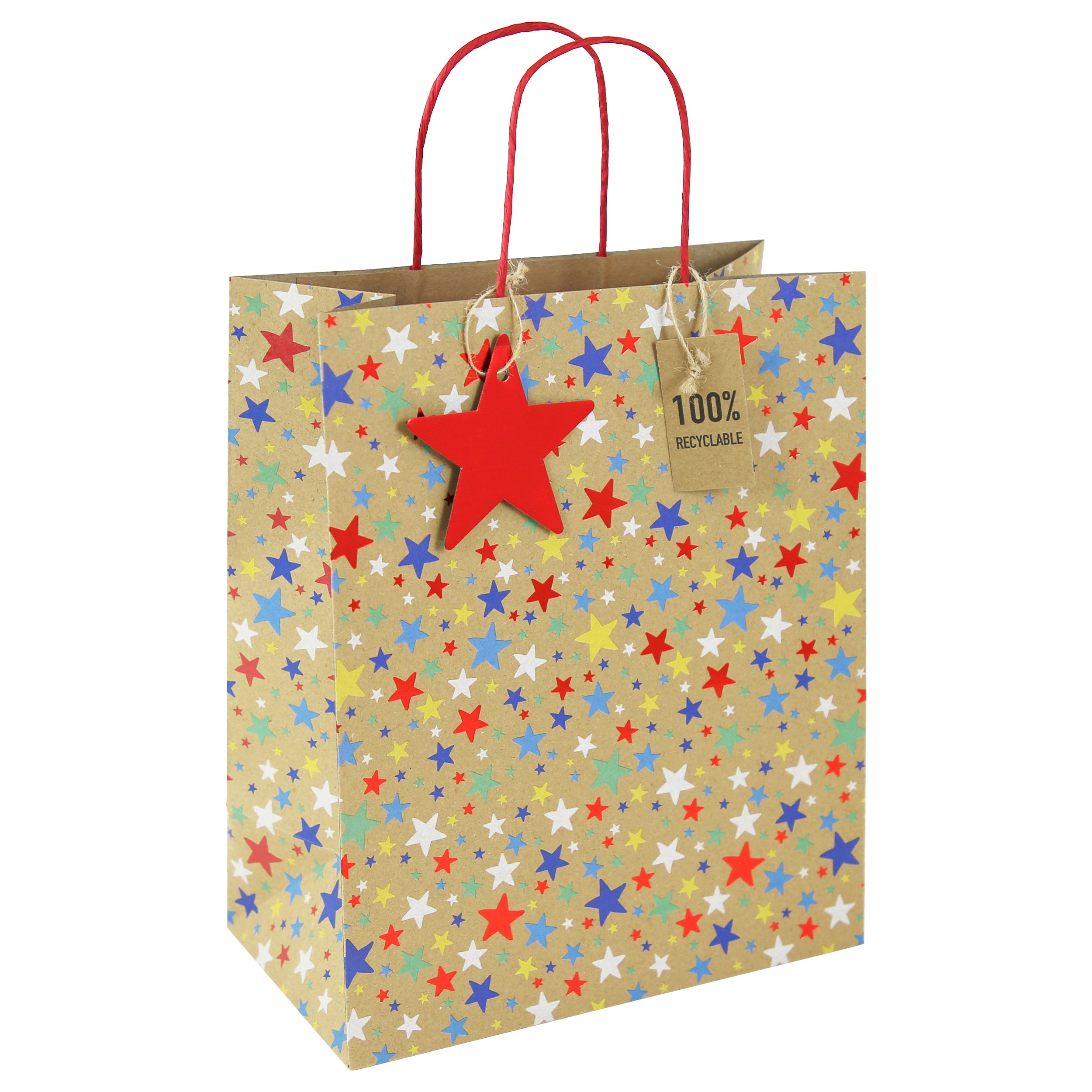 Large Gift Bag Kraft Multi Stars