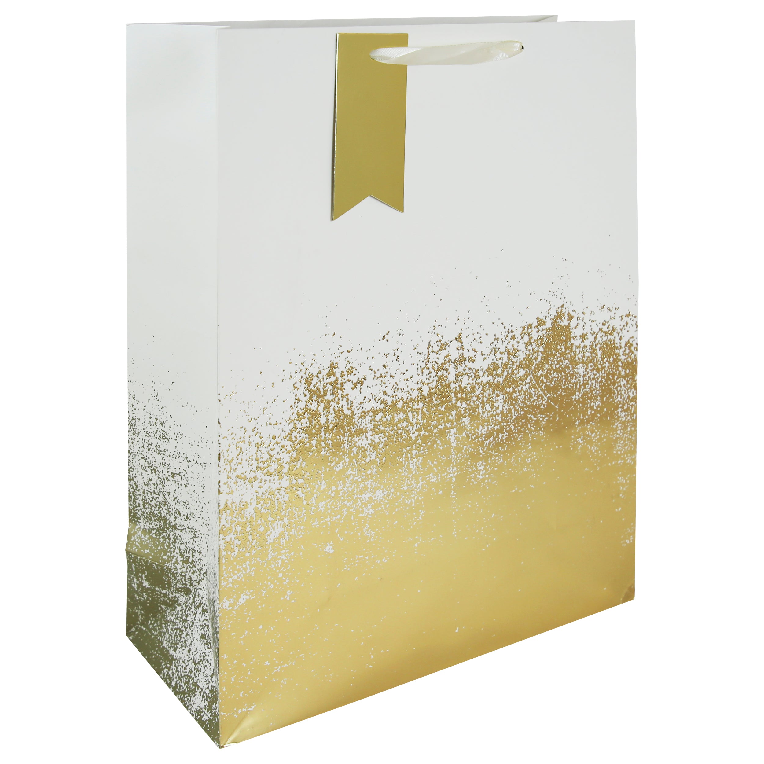 Extra Large Gift Bag Cream Gold Distressed