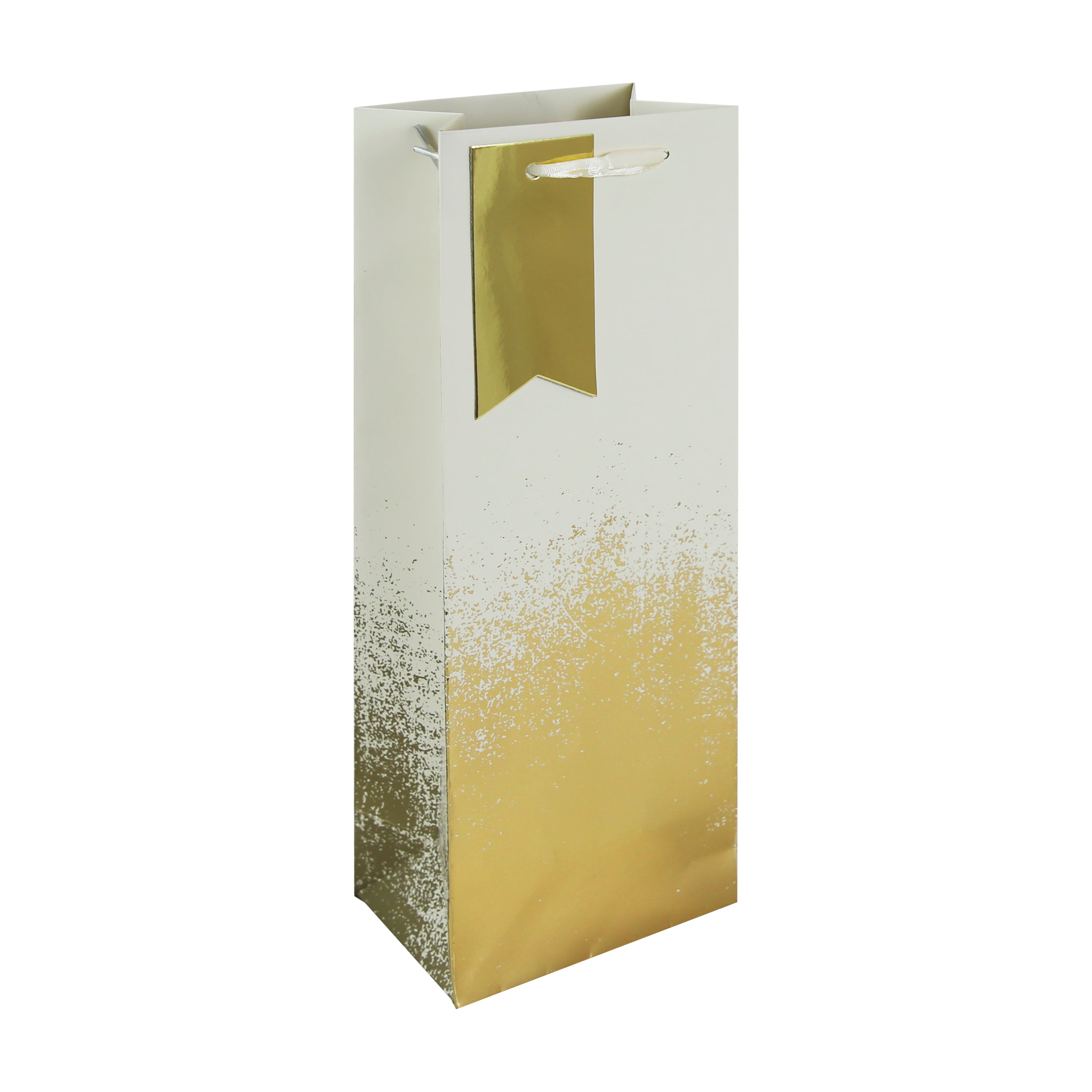 Bottle Gift Bag Cream Gold Distressed