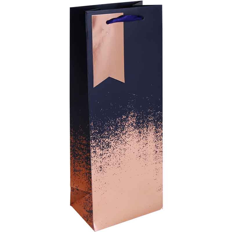 Bottle Gift Bag Navy Copper