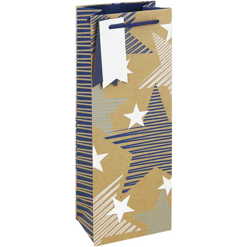 Bottle Gift Bag Kraft Stars