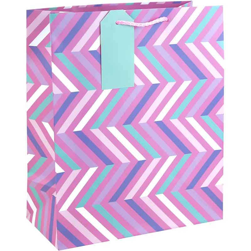 Large Gift Bag Chevron Pink