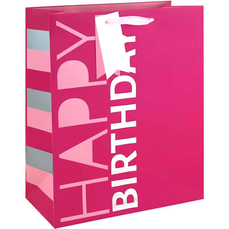 Large Gift Bag Pink Happy Birthday