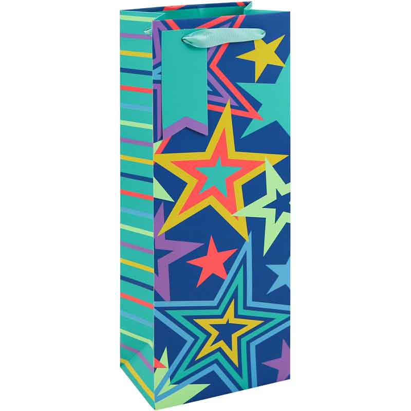 Bottle Gift Bag Neon Stars