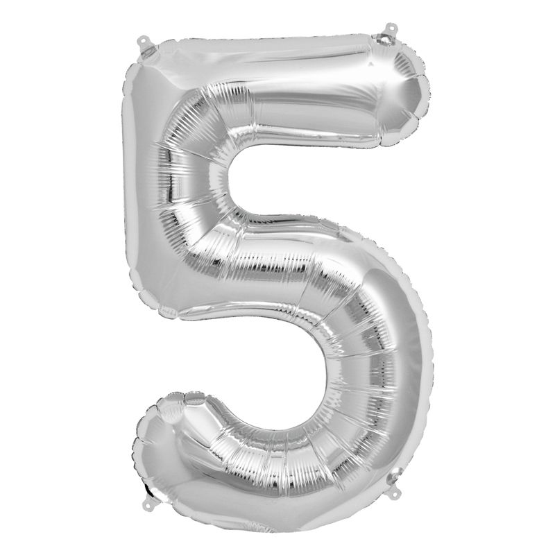 Supersize Silver Foil Balloon Nr. 5