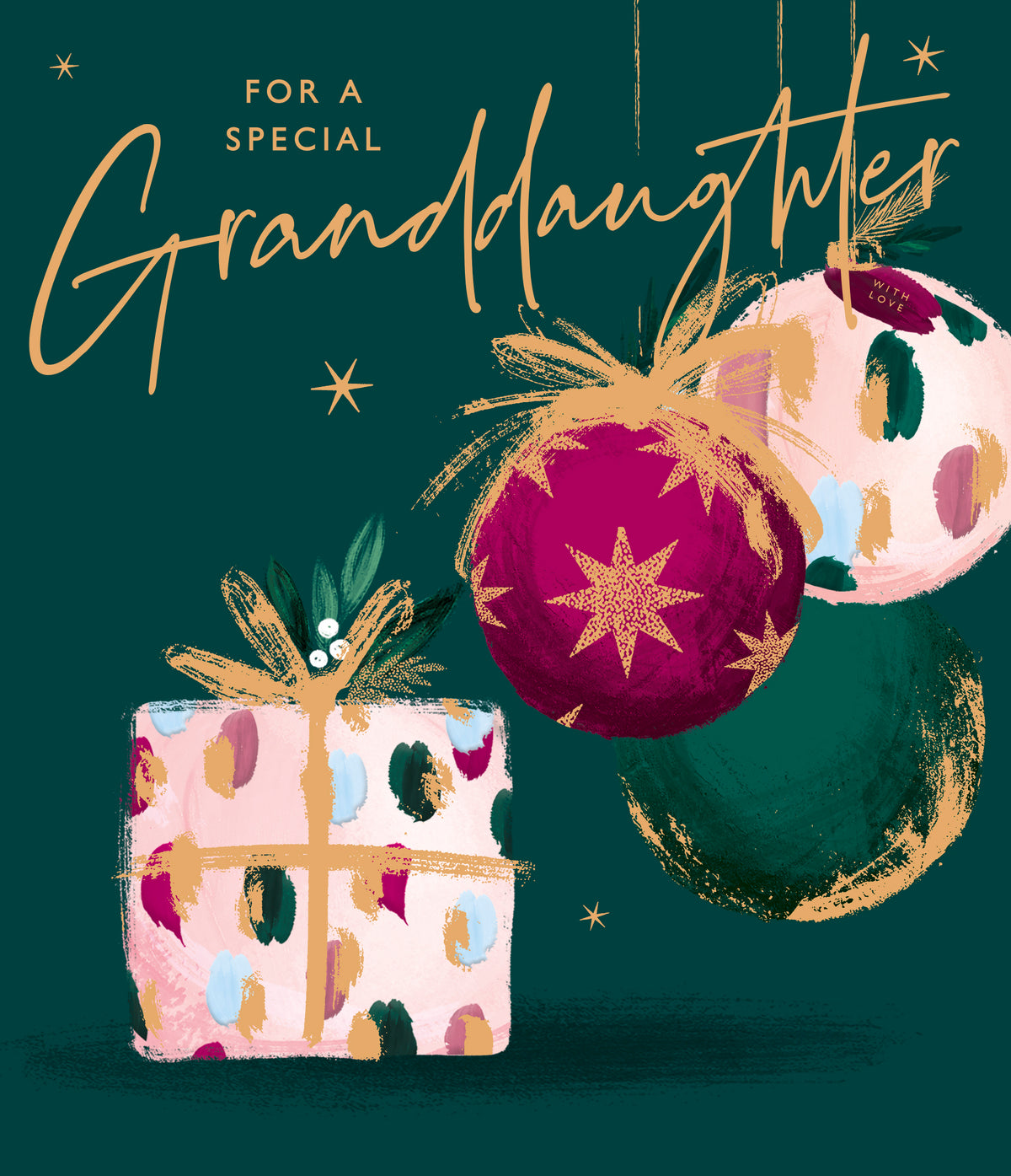 Granddaughter Christmas Elegant Green And Gold Decorations