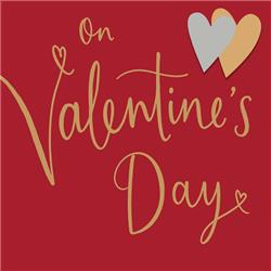 General Valentine's Card Red square Gold & silver Design