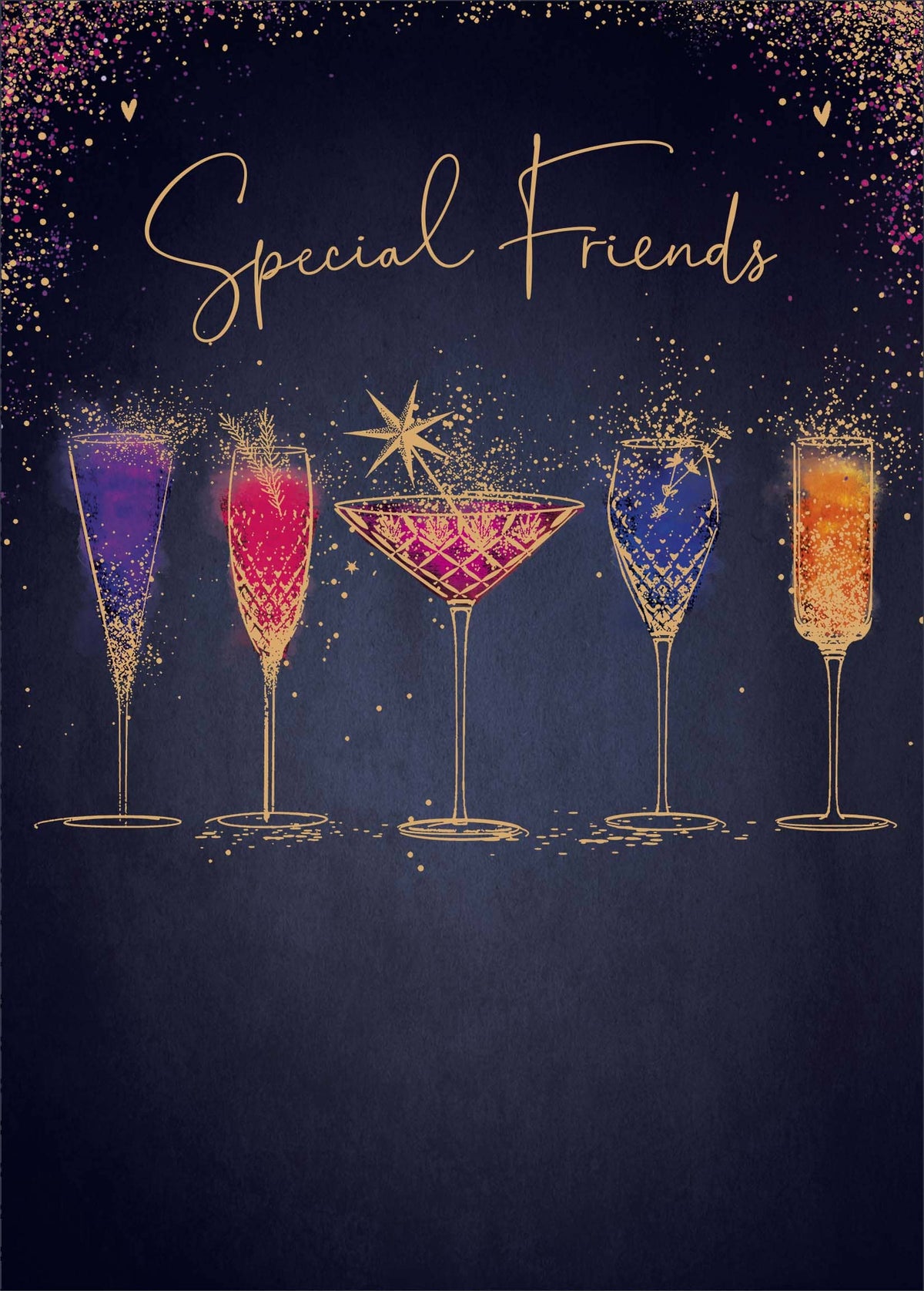 Friends Festive Cocktails Christmas Card