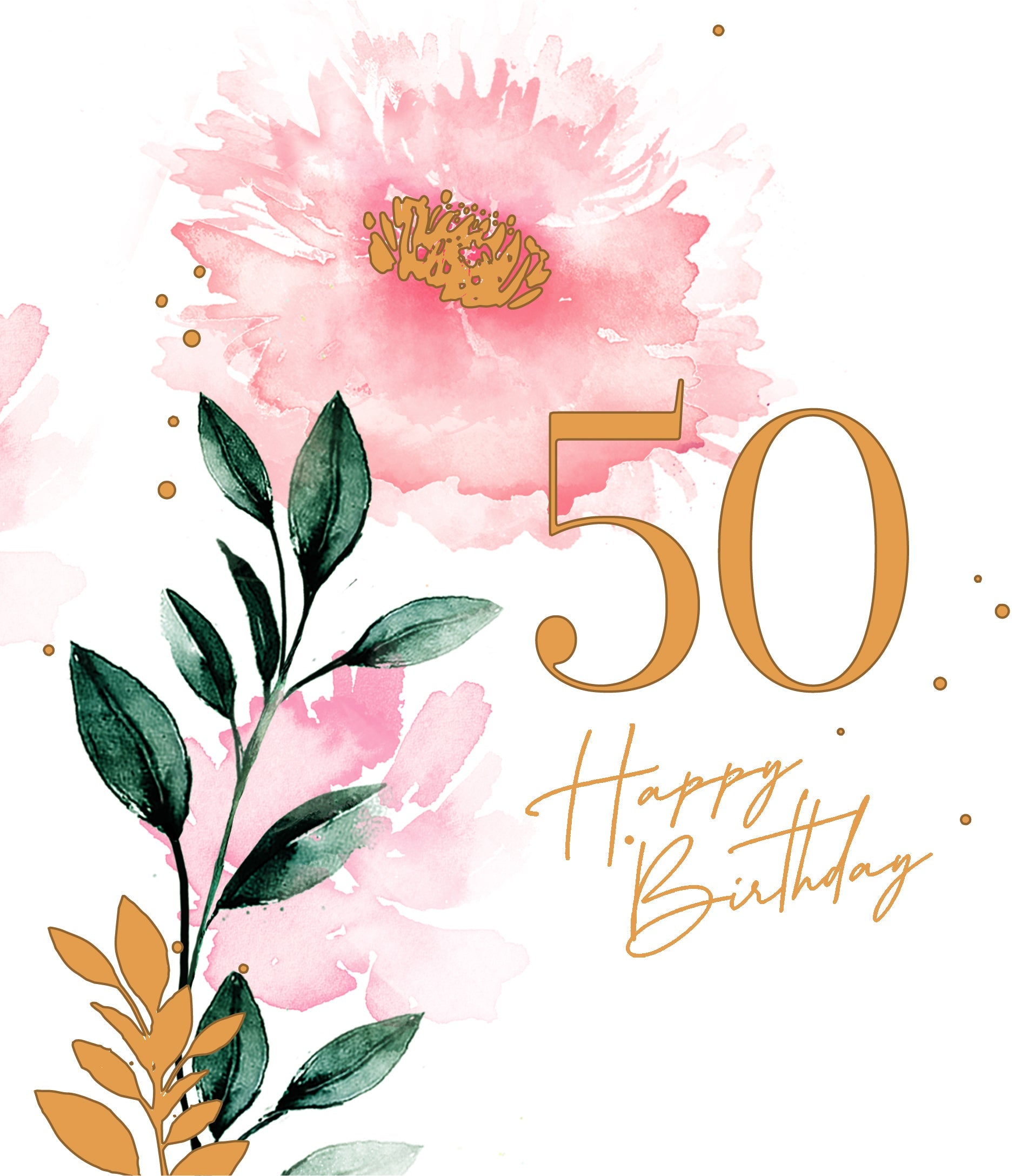 Happy 50th Birthday Card - Flowers