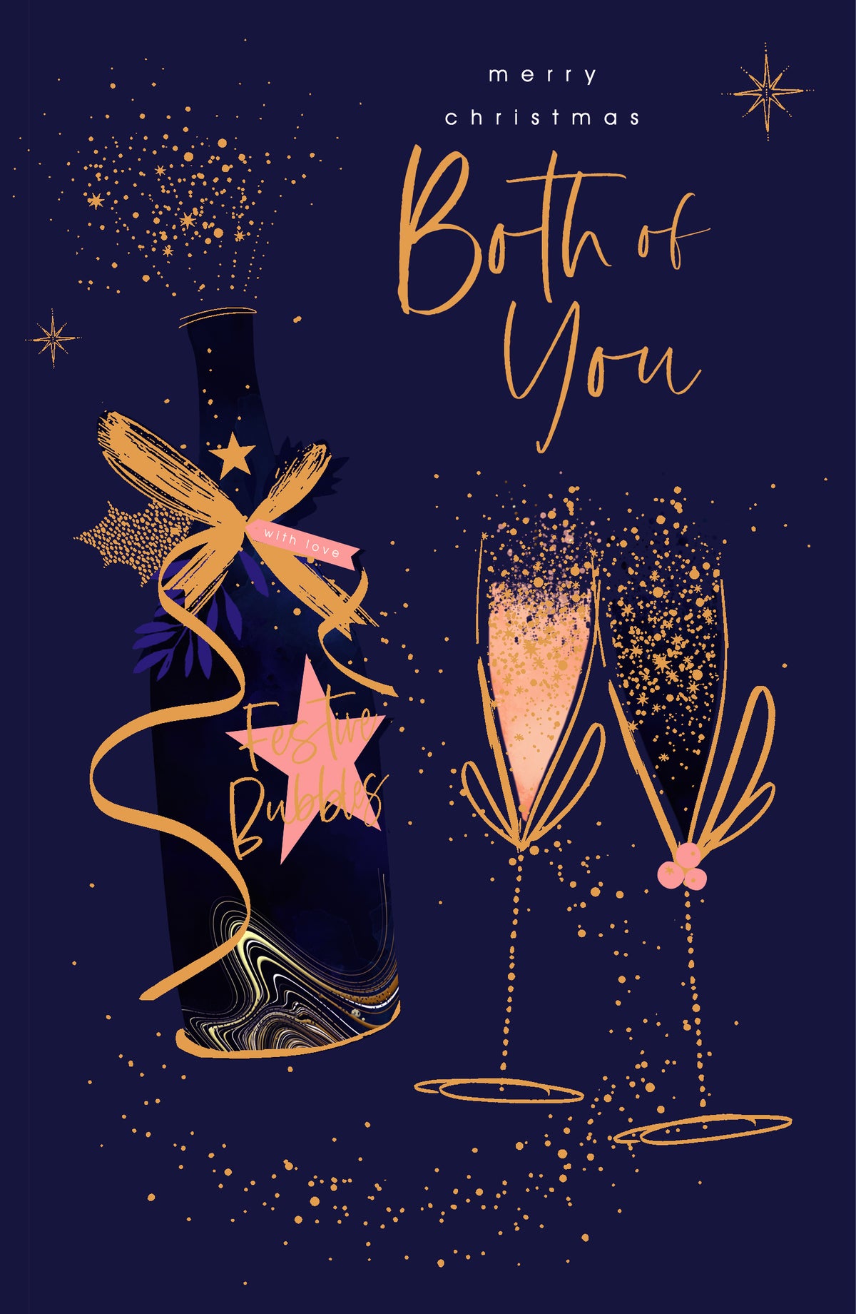 To Both Champagne & Stars Christmas Card