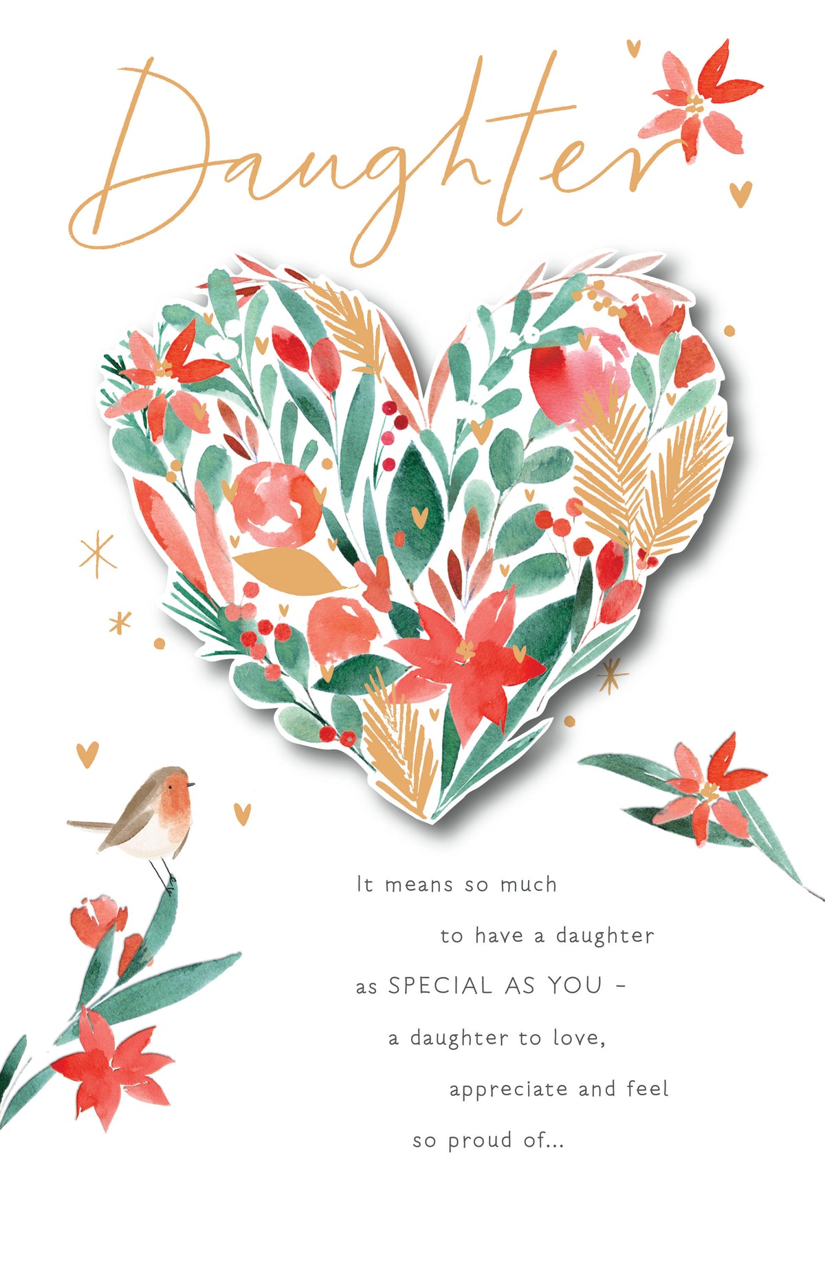 Daughter Christmas Traditional Heart And Robin