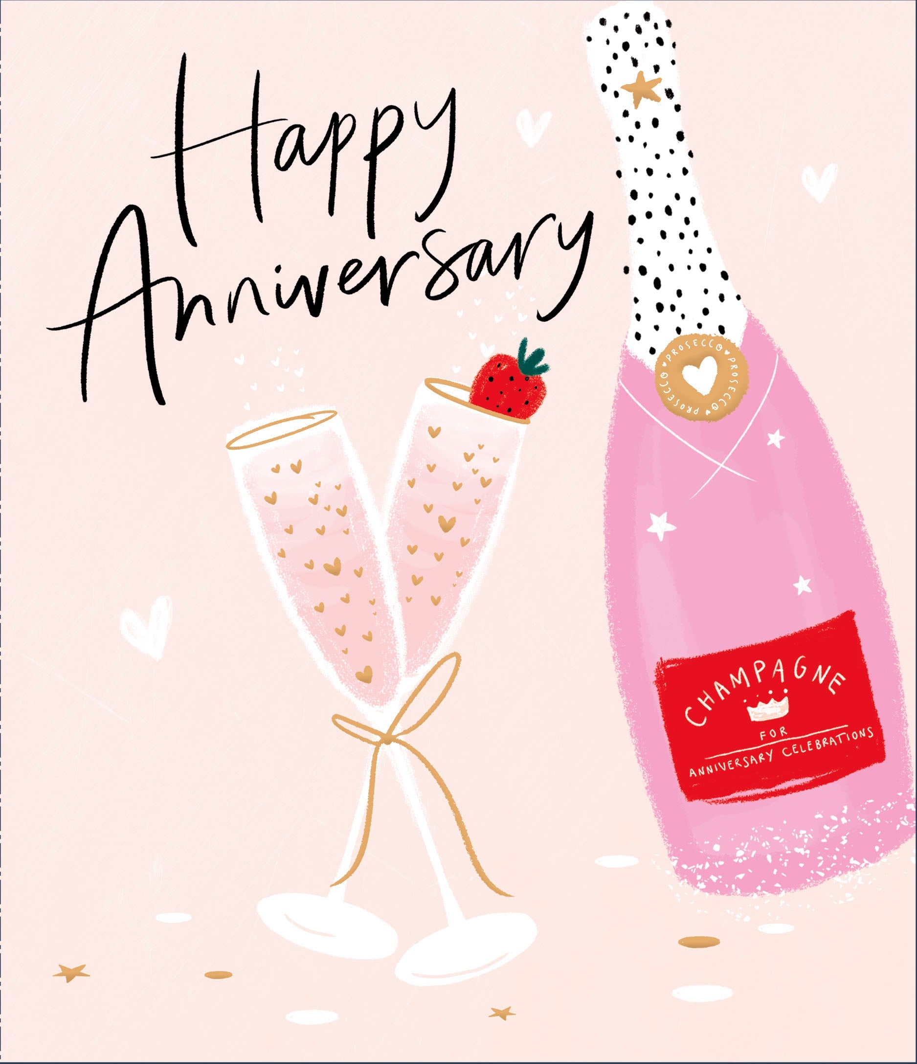 Anniversary Card Open - Pink Champagne