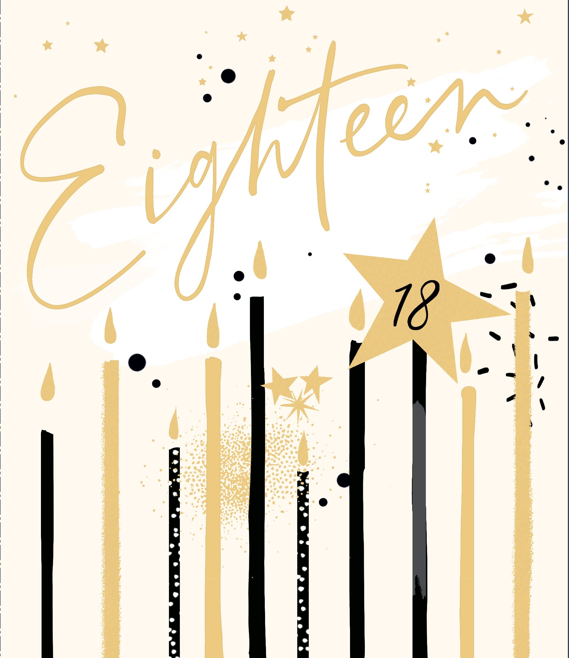 Happy 18th Birthday Card - Gold Candles