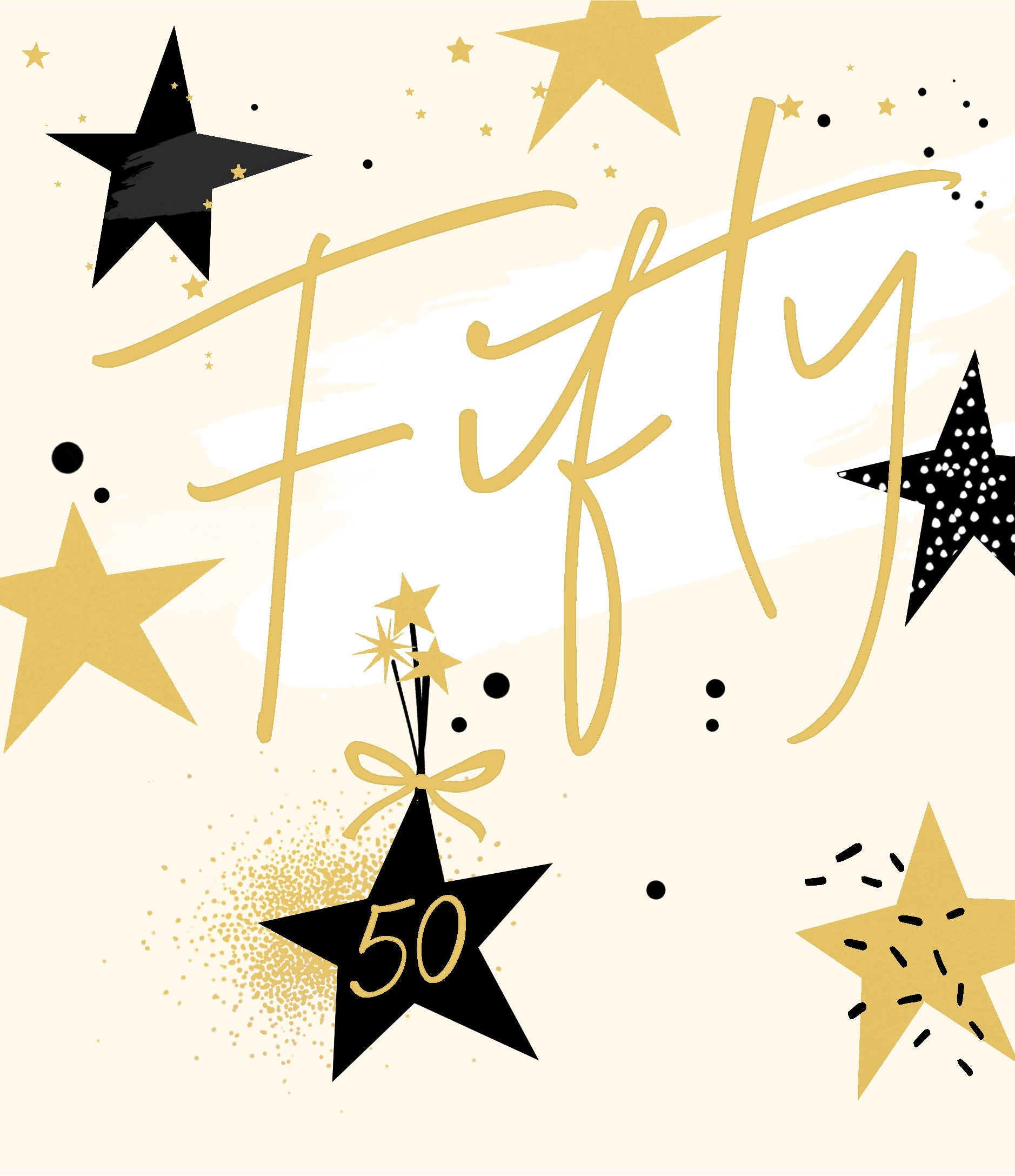 Happy 50th Birthday Card - Gold Stars