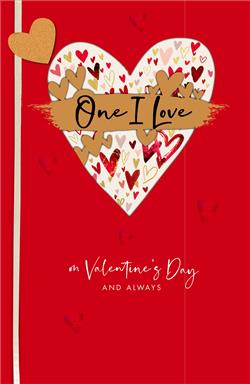 One I Love Valentine's Card White Heart on a red Background Design