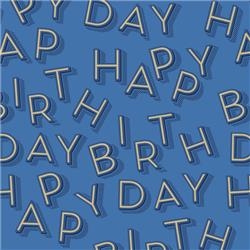 Rollwrap 2m Tear Strip - Happy Birthday Text Blue