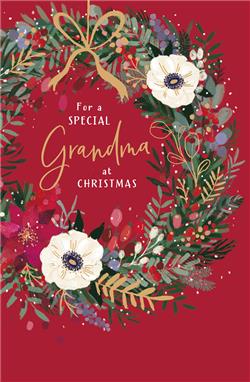 Grandma Festive Floral Christmas Card