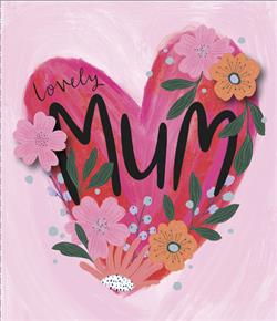 Mum Light pink and red heart Mother's Day Card