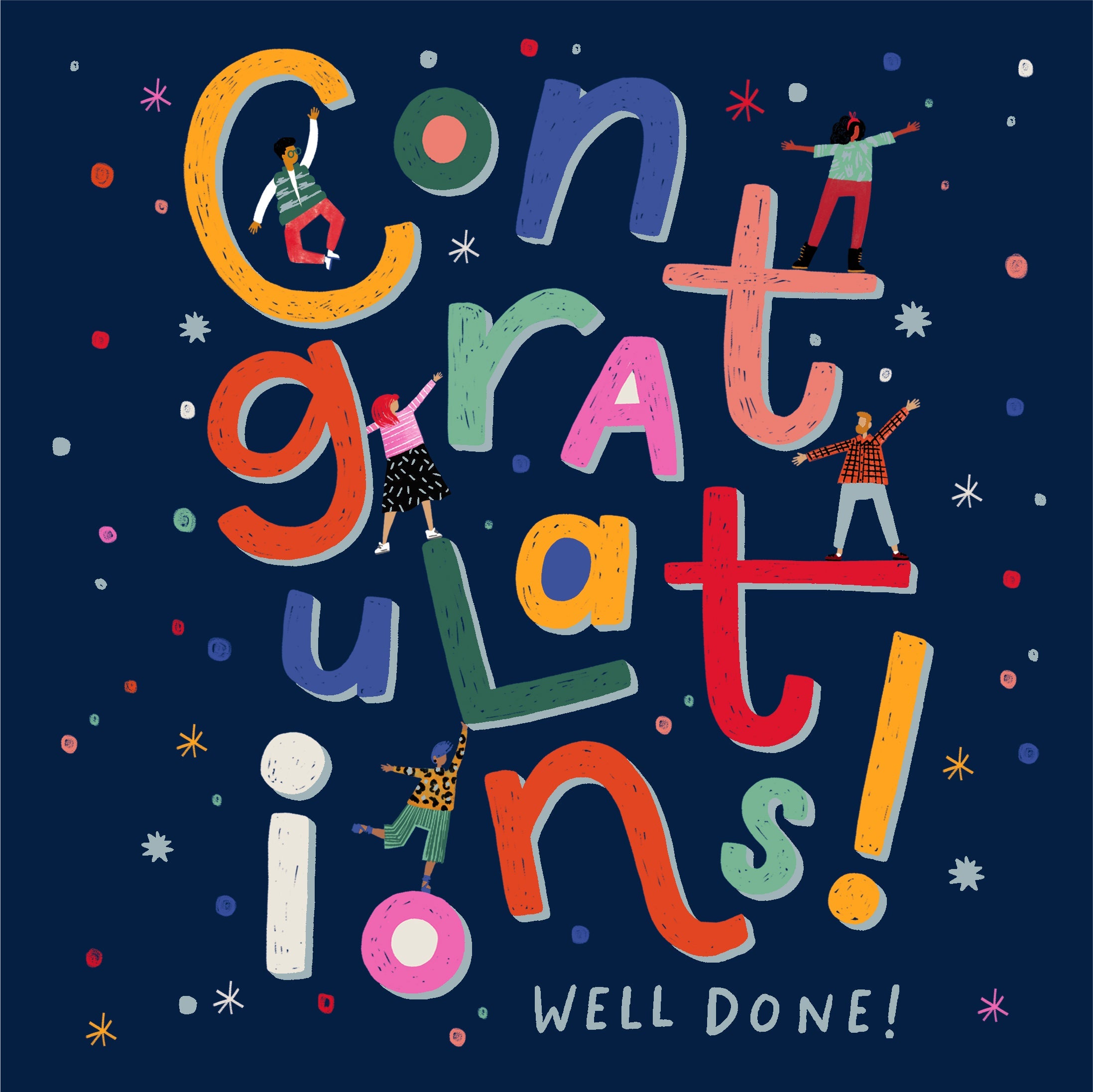 Congratulations Card Large Square Colourful Letters