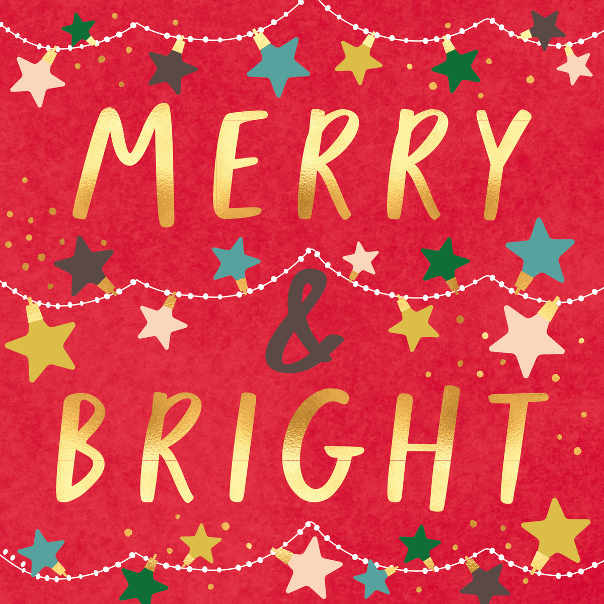 Merry & Bright Colourful Stars Christmas Card