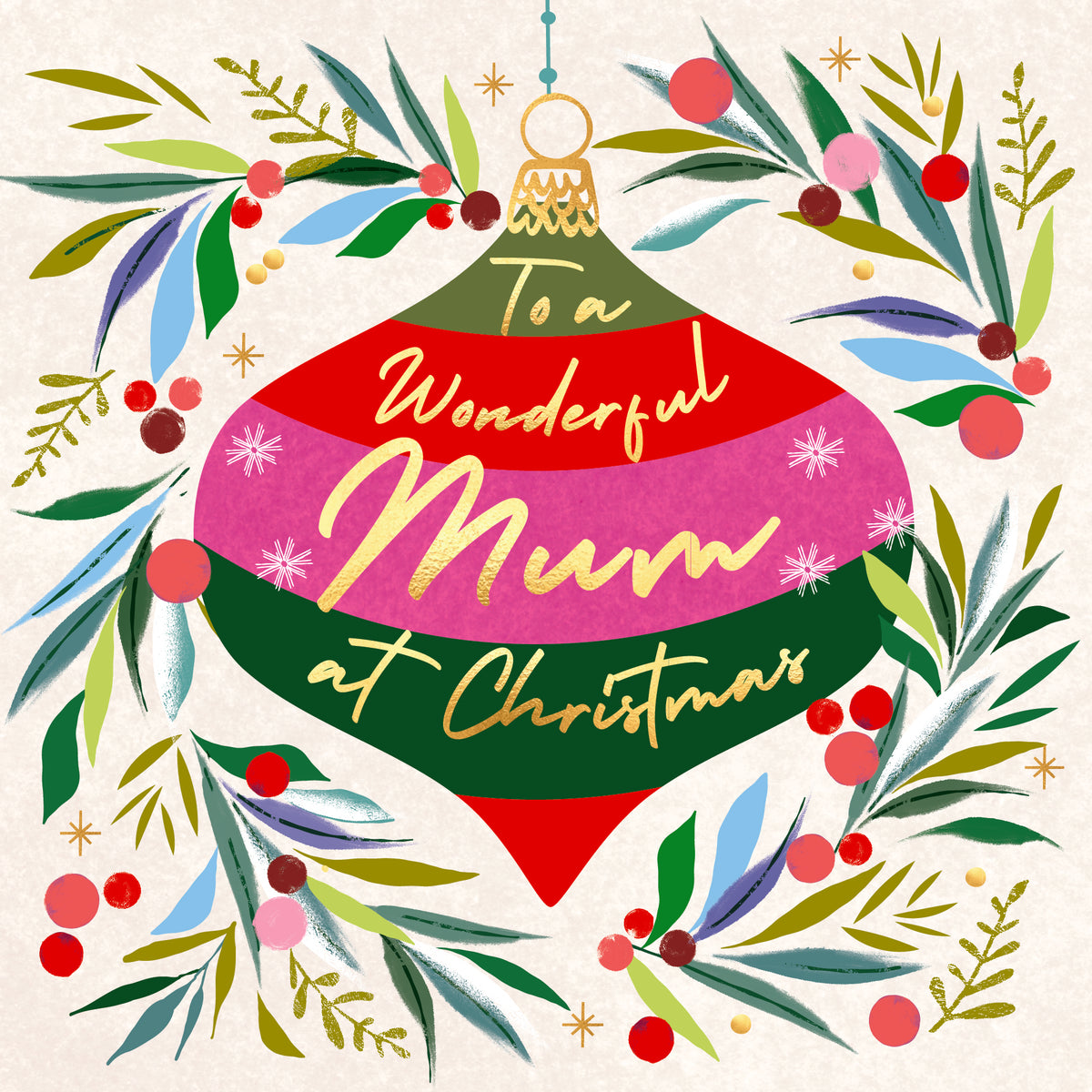 Mum Merry Christmas Festive Foliage Card