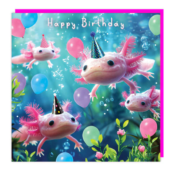 3D Axolotl Birthday Card