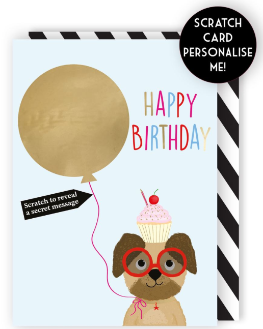 Dog & Balloon Personalised Birthday Card