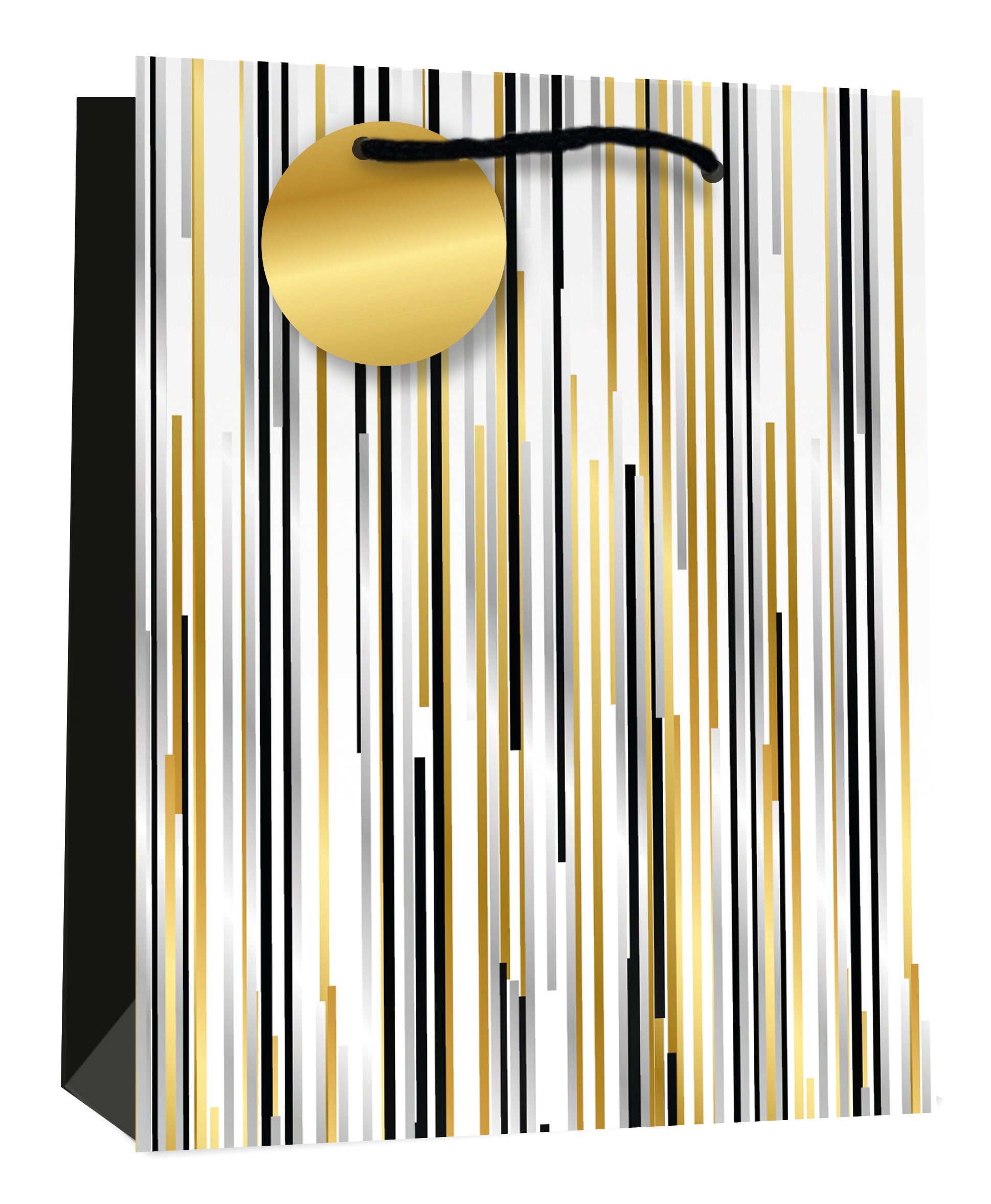 Large Gift Bag Gold and Black stripes with Foil finish