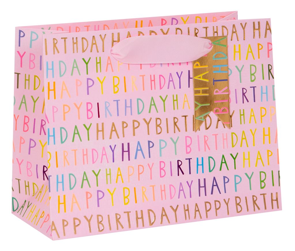 Gift Bag Landscape Medium Ps Birthday Pink