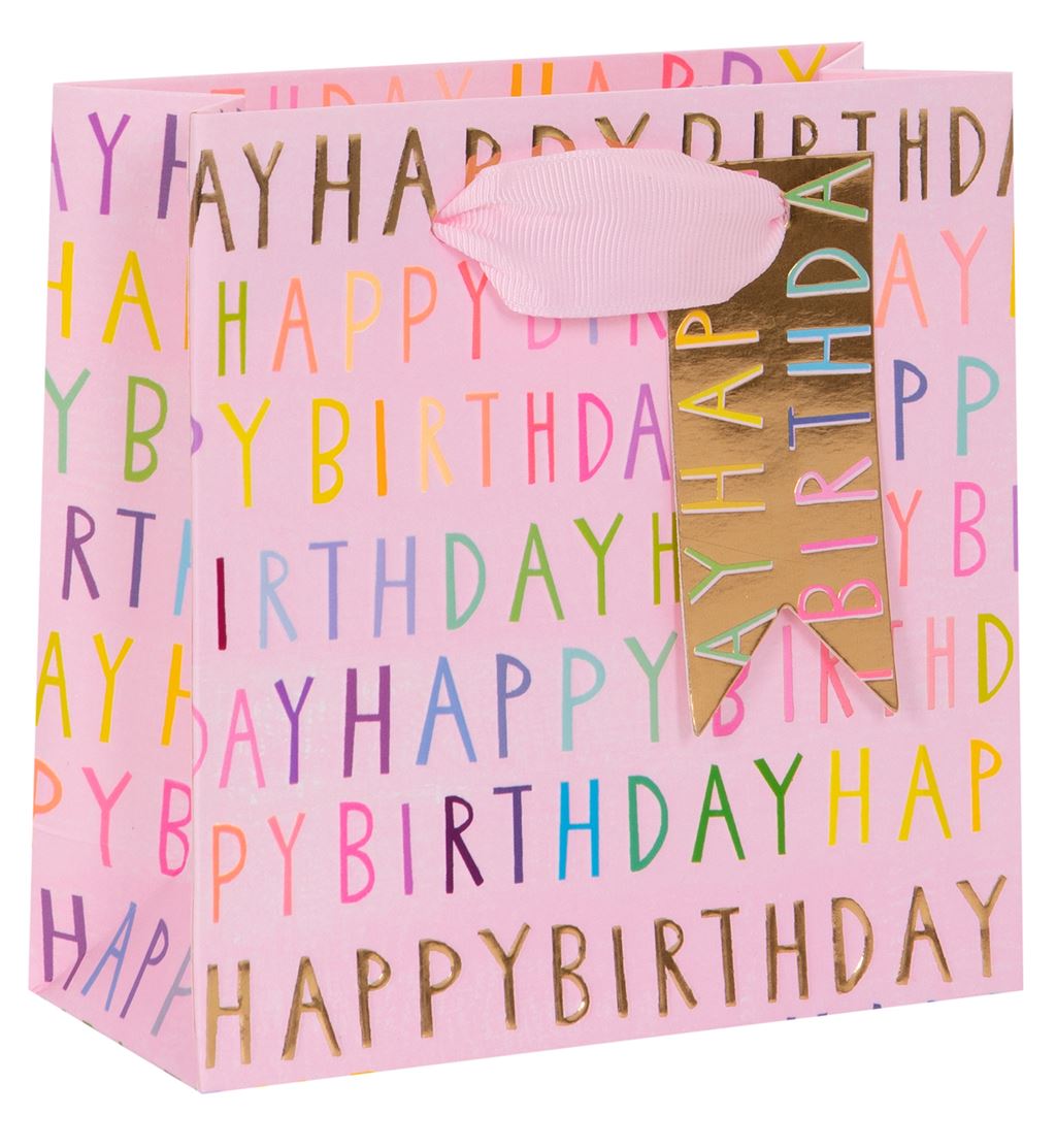 Gift Bag Small  Ps Happy Birthday Pink