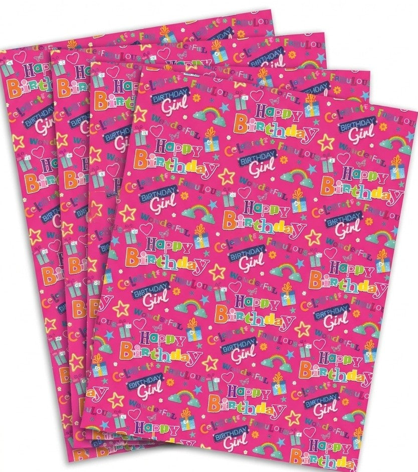 Birthday Girl Gift Wrap  - 2 Sheet 2 Tag