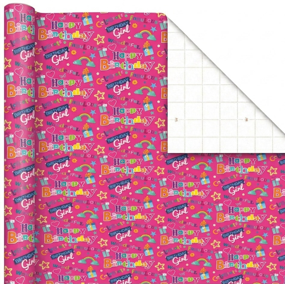 Birthday Girl Gift Wrap  - 2 Sheet 2 Tag