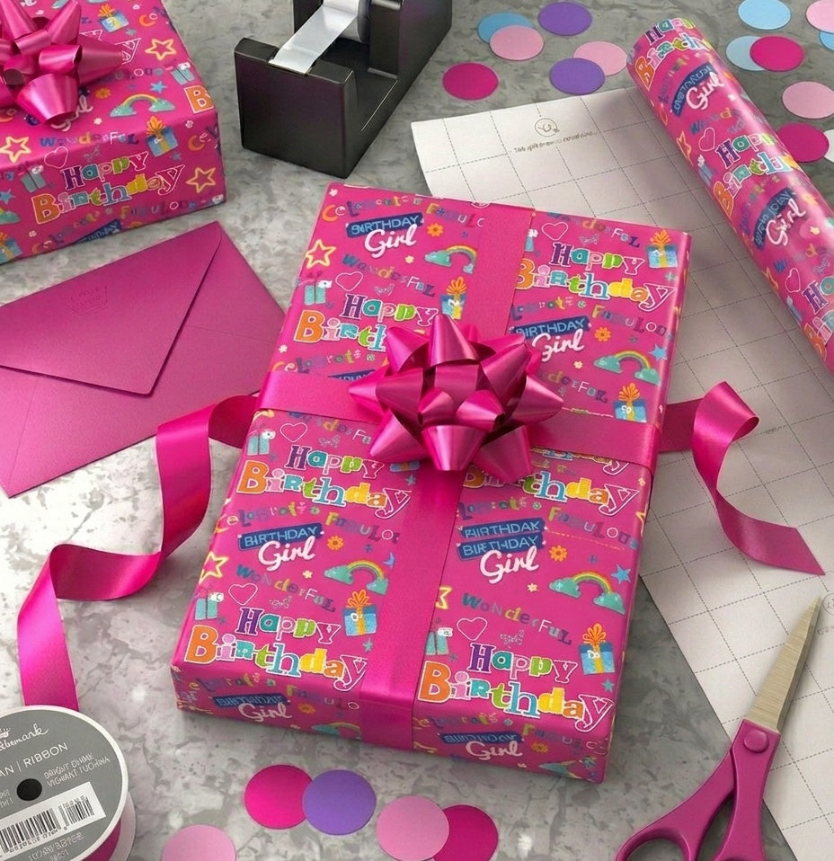 Birthday Girl Gift Wrap  - 2 Sheet 2 Tag