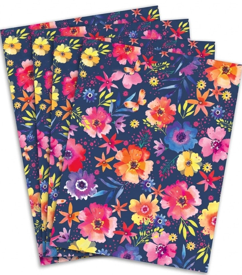 Flowers Gift Wrap  - 2 Sheet 2 Tag