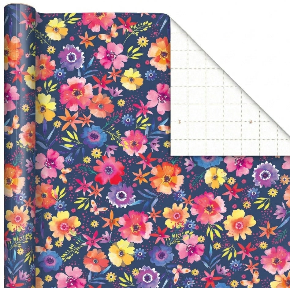 Flowers Gift Wrap  - 2 Sheet 2 Tag